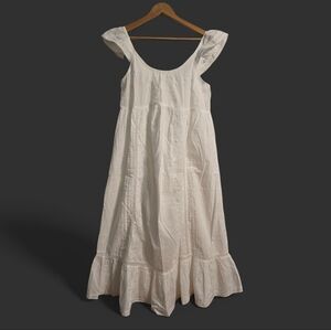 Women's White Ruffle-Hem Cotton Nightdress